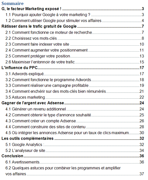 table_des_matières-Google_marketing